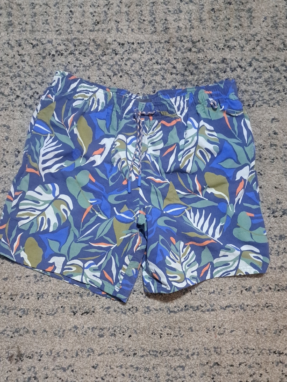 Eddie Bauer Blue & Green Tropical Print Swim Shorts